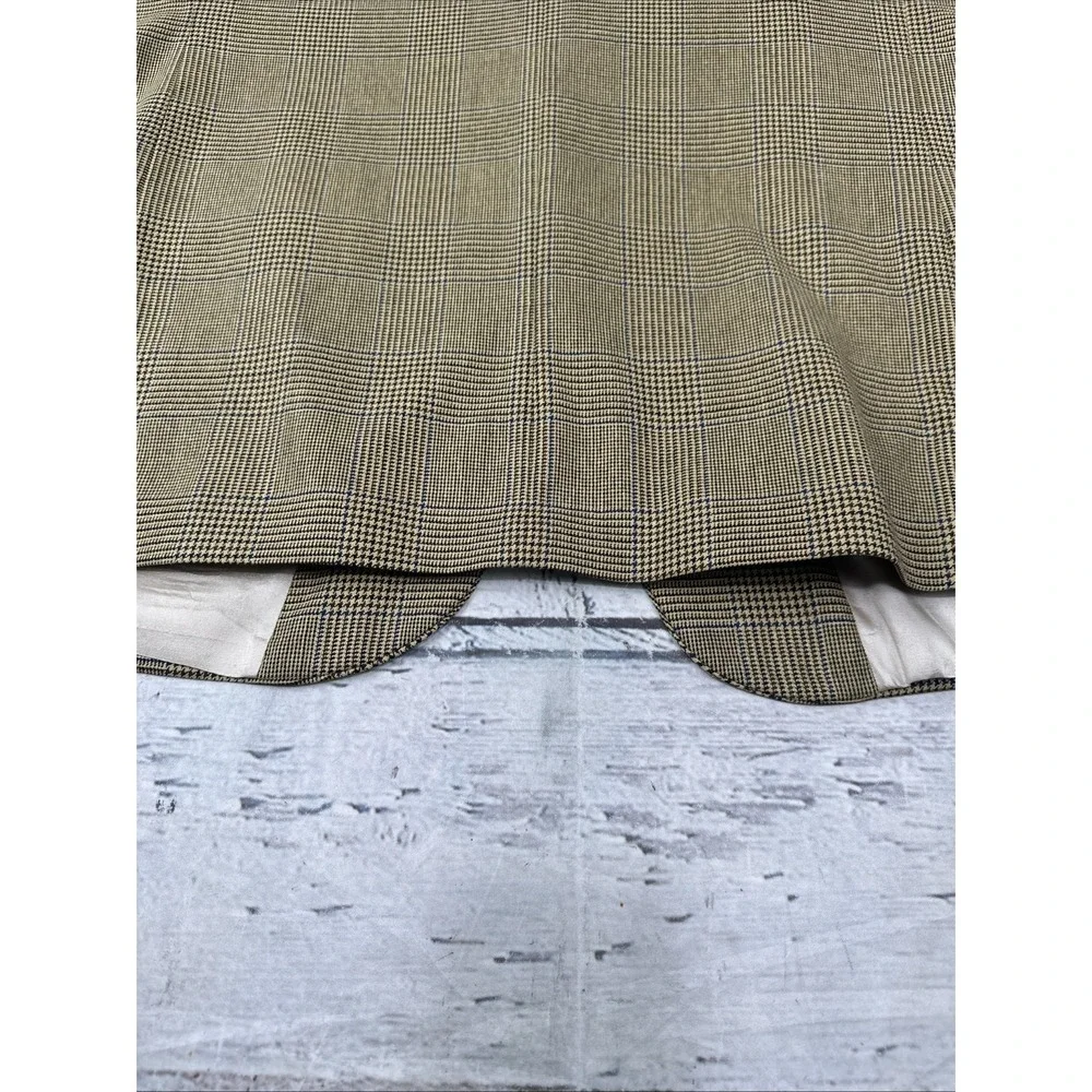 Nautica Sport Coat 44R Tan Glen Plaid Wool Silk Linen Blazer Jacket Casual